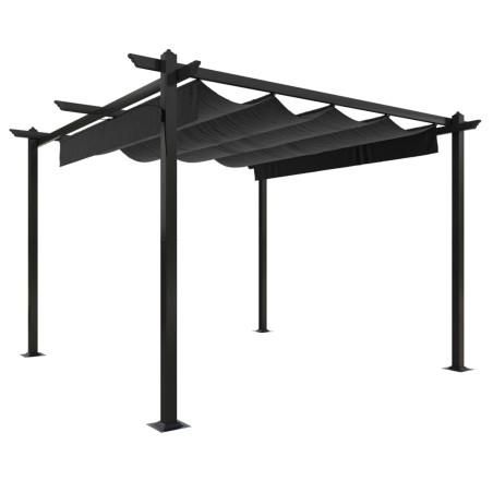 vidaXL Cenador de jardín con techo retráctil gris antracita 3x3 m