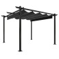 vidaXL Cenador de jardín con techo retráctil gris antracita 3x3 m