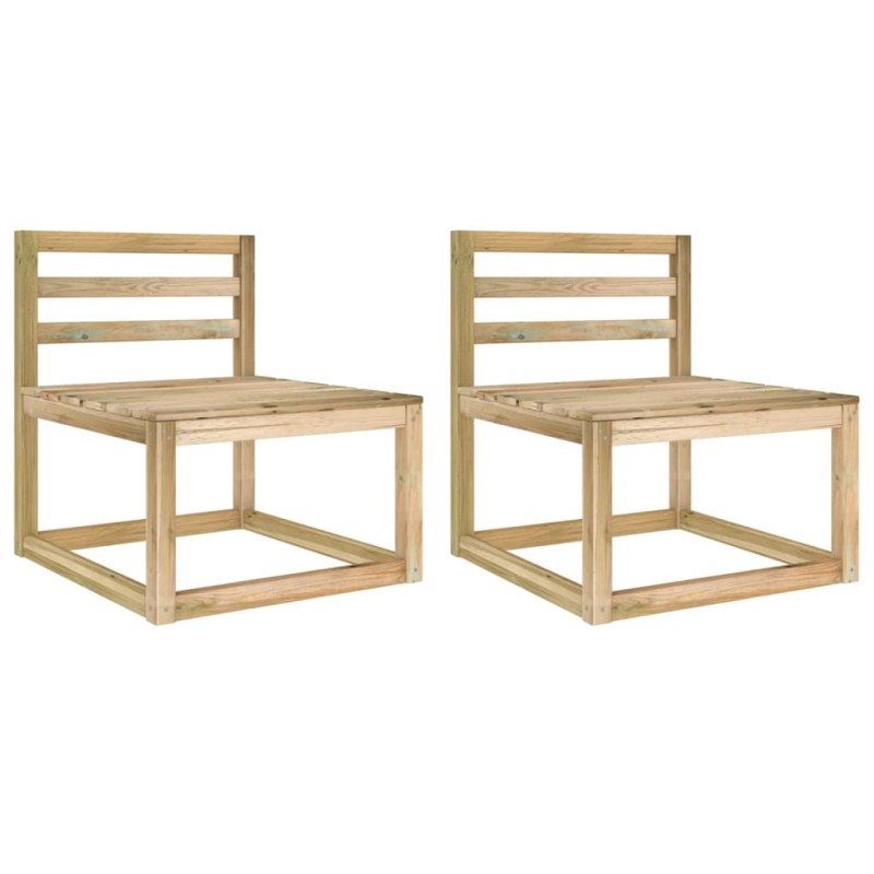 vidaXL Sofás centrales de palés jardín 2 uds madera impregnada verde vidaXL Sofás centrales de palés jardín 2 uds madera impregnada verde
