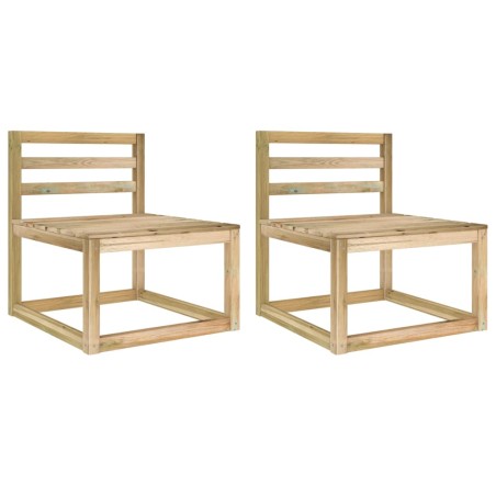 vidaXL Sofás centrales de palés jardín 2 uds madera impregnada verde
