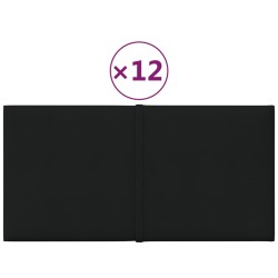 vidaXL Paneles de pared 12 uds tela negro 30x15 cm 0,54 m²