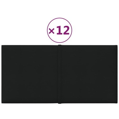 vidaXL Paneles de pared 12 uds tela negro 30x15 cm 0,54 m²