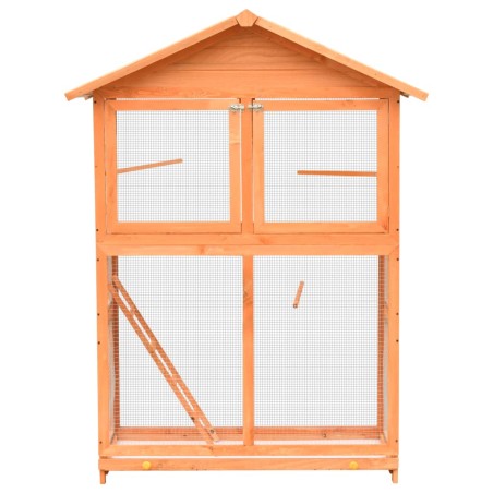 vidaXL Jaula para pájaros madera maciza pino y abeto 125,5x59,5x164 cm