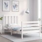 vidaXL Estructura de cama con cabecero madera maciza blanco vidaXL Estructura de cama con cabecero madera maciza blanco