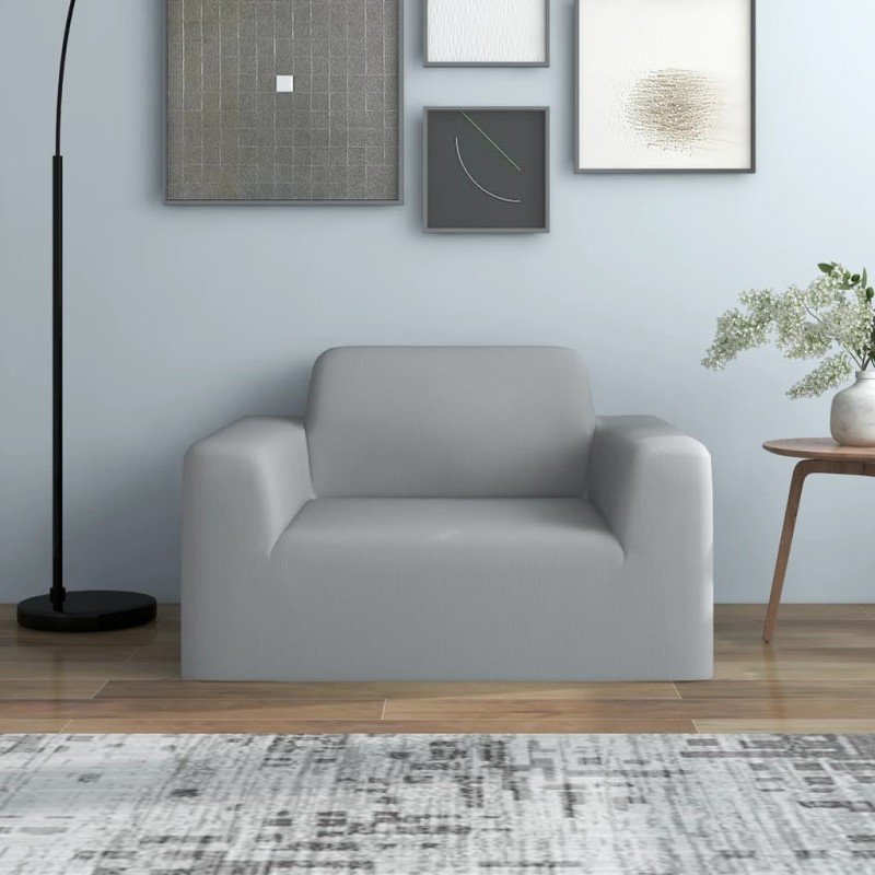 vidaXL Funda elástica para sillón poliéster jersey gris vidaXL Funda elástica para sillón poliéster jersey gris