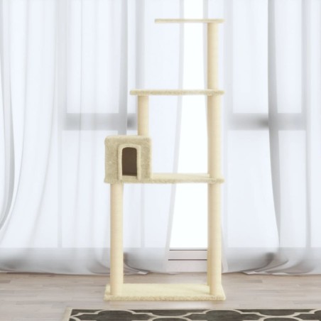 vidaXL Rascador para gatos con postes de sisal crema 147 cm