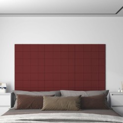 vidaXL Paneles de pared 12 uds tela rojo tinto 60x15 cm 1,08 m²