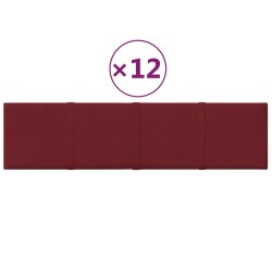 vidaXL Paneles de pared 12 uds tela rojo tinto 60x15 cm 1,08 m²