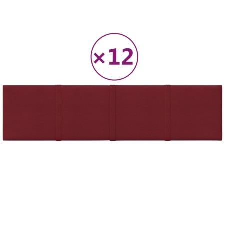 vidaXL Paneles de pared 12 uds tela rojo tinto 60x15 cm 1,08 m²