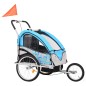 vidaXL Remolque para bicicletas y cochecito 2 en 1 azul y gris vidaXL Remolque para bicicletas y cochecito 2 en 1 azul y gris