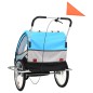 vidaXL Remolque para bicicletas y cochecito 2 en 1 azul y gris vidaXL Remolque para bicicletas y cochecito 2 en 1 azul y gris