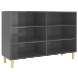 vidaXL Aparador de madera contrachapada gris brillante 103,5x35x70 cm