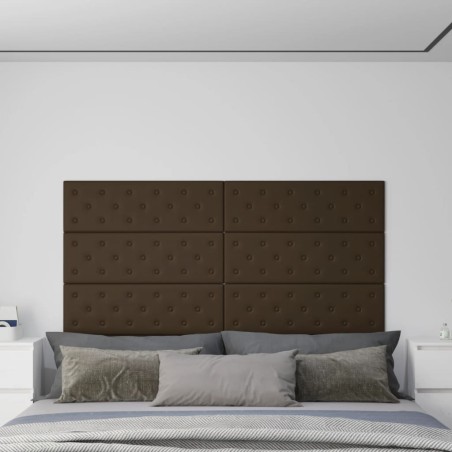 vidaXL Paneles de pared 12 uds cuero sintético marrón 90x30 cm 3,24 m²