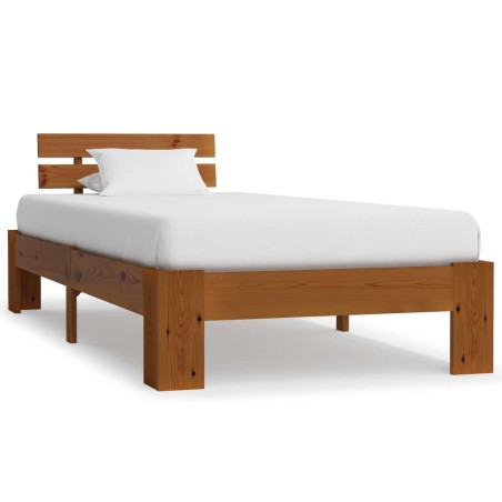 vidaXL Estructura de cama madera maciza pino marrón miel 90x200 cm