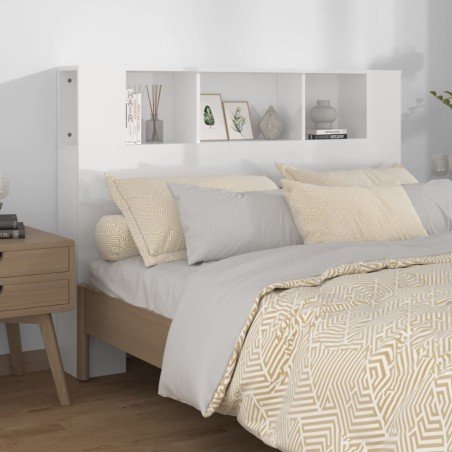 vidaXL Mueble cabecero blanco brillante 140x18,5x104,5 cm