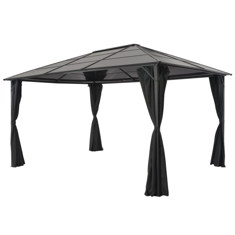 vidaXL Cenador con cortinas aluminio 4x3x2,6 m negro vidaXL Cenador con cortinas aluminio 4x3x2,6 m negro