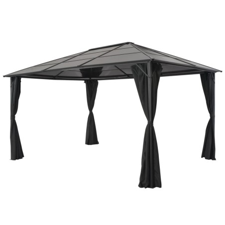 vidaXL Cenador con cortinas aluminio 4x3x2,6 m negro 