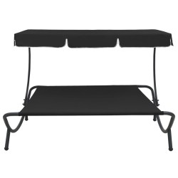 vidaXL Tumbona sofá de jardín con toldo negro