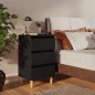 vidaXL Mesitas de noche 2 uds patas madera maciza negro 40x35x69 cm vidaXL Mesitas de noche 2 uds patas madera maciza negro 40x35x69 cm