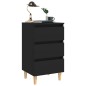 vidaXL Mesitas de noche 2 uds patas madera maciza negro 40x35x69 cm vidaXL Mesitas de noche 2 uds patas madera maciza negro 40x35x69 cm