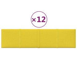 vidaXL Paneles de pared 12 uds tela amarillo claro 60x15 cm 1,08 m²