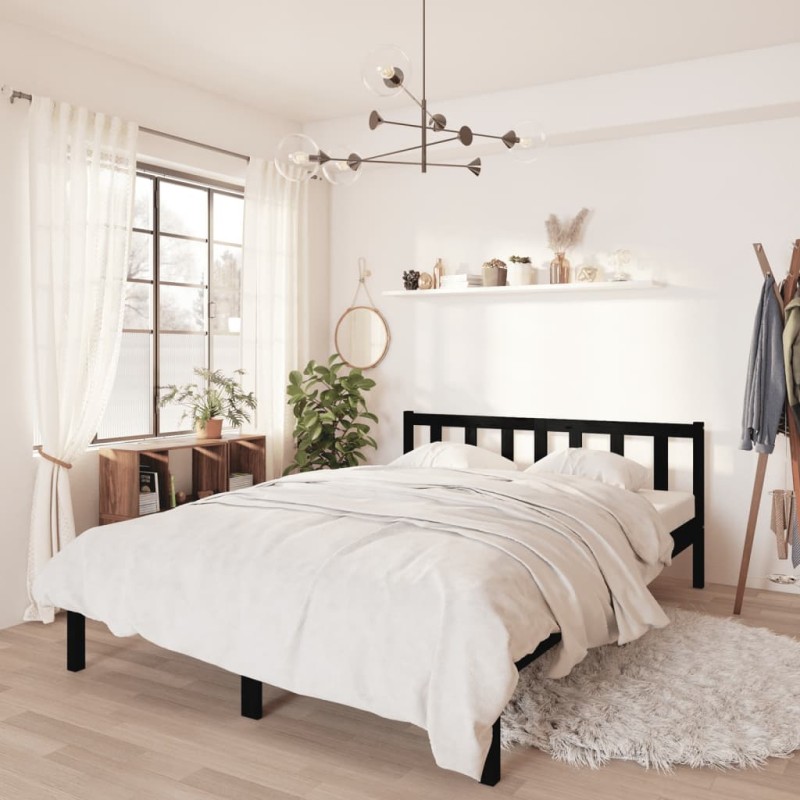vidaXL Estructura de cama de madera maciza de pino negra 140x190 cm vidaXL Estructura de cama de madera maciza de pino negra 140x190 cm