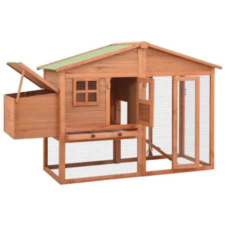 vidaXL Gallinero con ponedero madera maciza de abeto