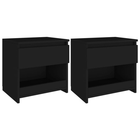 vidaXL Mesitas de noche 2 uds madera contrachapada negro 40x30x39 cm