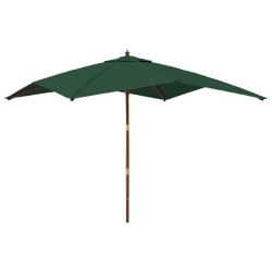 vidaXL Sombrilla de jardín con poste de madera verde 300x300x273 cm