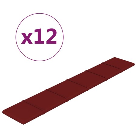 vidaXL Paneles de pared 12 uds tela rojo tinto 90x15 cm 1,62 m²