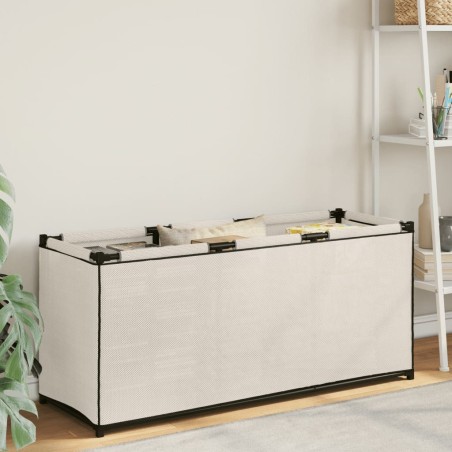 vidaXL Caja de almacenaje de tela crema 105x34,5x45 cm