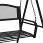 vidaXL Banco mecedor de acero negro 124 cm vidaXL Banco mecedor de acero negro 124 cm
