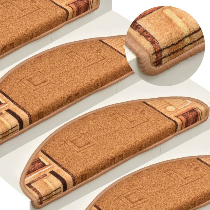 vidaXL Alfombrilla autoadhesiva de escalera 15 uds beige 65x21x4 cm vidaXL Alfombrilla autoadhesiva de escalera 15 uds beige 65x21x4 cm
