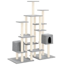 vidaXL Rascador para gatos con postes de sisal gris claro 145 cm