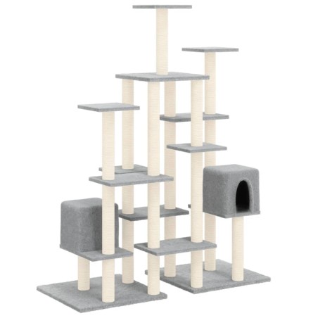 vidaXL Rascador para gatos con postes de sisal gris claro 145 cm
