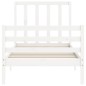 vidaXL Estructura de cama con cabecero madera maciza blanco vidaXL Estructura de cama con cabecero madera maciza blanco