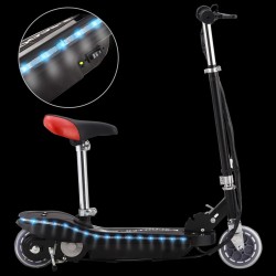 vidaXL Patinete eléctrico con asiento y LED 120 W negro