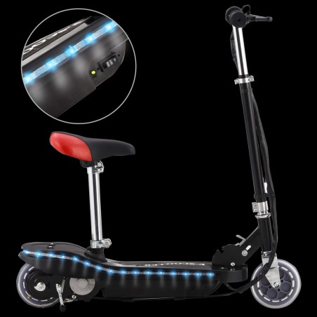 vidaXL Patinete eléctrico con asiento y LED 120 W negro
