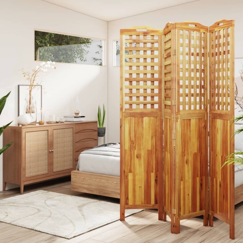 vidaXL Biombo de 4 paneles de madera maciza de acacia 162x2x180 cm vidaXL Biombo de 4 paneles de madera maciza de acacia 162x2x180 cm