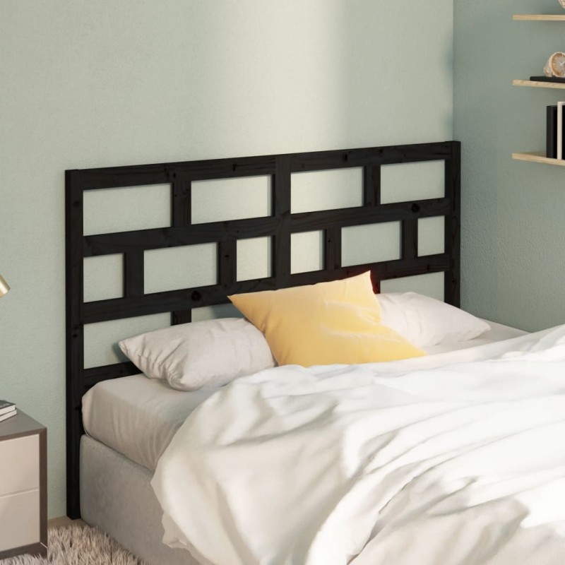 vidaXL Cabecero de cama madera maciza de pino negro 166x4x100 cm vidaXL Cabecero de cama madera maciza de pino negro 166x4x100 cm