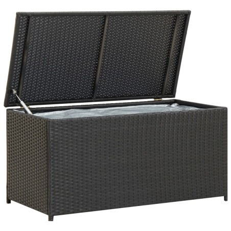 vidaXL Caja de almacenaje de jardín ratán sintético negro 100x50x50 cm