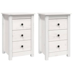 vidaXL Mesitas de noche 2 uds madera maciza pino blanco 40x35x61,5 cm