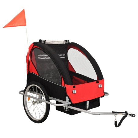 vidaXL Remolque para bicicletas y cochecito 2 en 1 negro y rojo