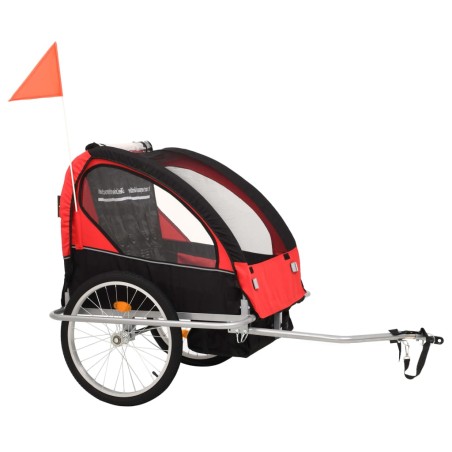 vidaXL Remolque para bicicletas y cochecito 2 en 1 negro y rojo