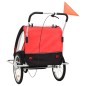 vidaXL Remolque para bicicletas y cochecito 2 en 1 negro y rojo vidaXL Remolque para bicicletas y cochecito 2 en 1 negro y rojo