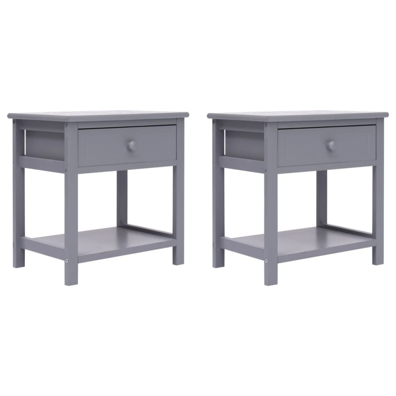 vidaXL Mesitas de noche 2 unidades madera de Paulownia gris 40x29x42cm vidaXL Mesitas de noche 2 unidades madera de Paulownia gris 40x29x42cm