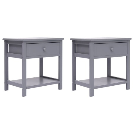 vidaXL Mesitas de noche 2 unidades madera de Paulownia gris 40x29x42cm