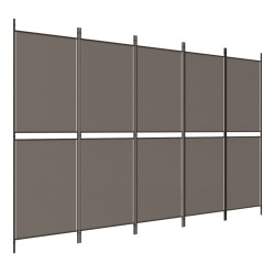 vidaXL Biombo divisor de 5 paneles de tela gris antracita 250x200 cm