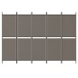 vidaXL Biombo divisor de 5 paneles de tela gris antracita 250x200 cm