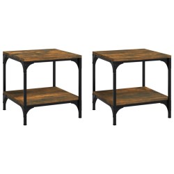 vidaXL Mesas auxiliares 2 uds contrachapada roble ahumado 40x40x40 cm